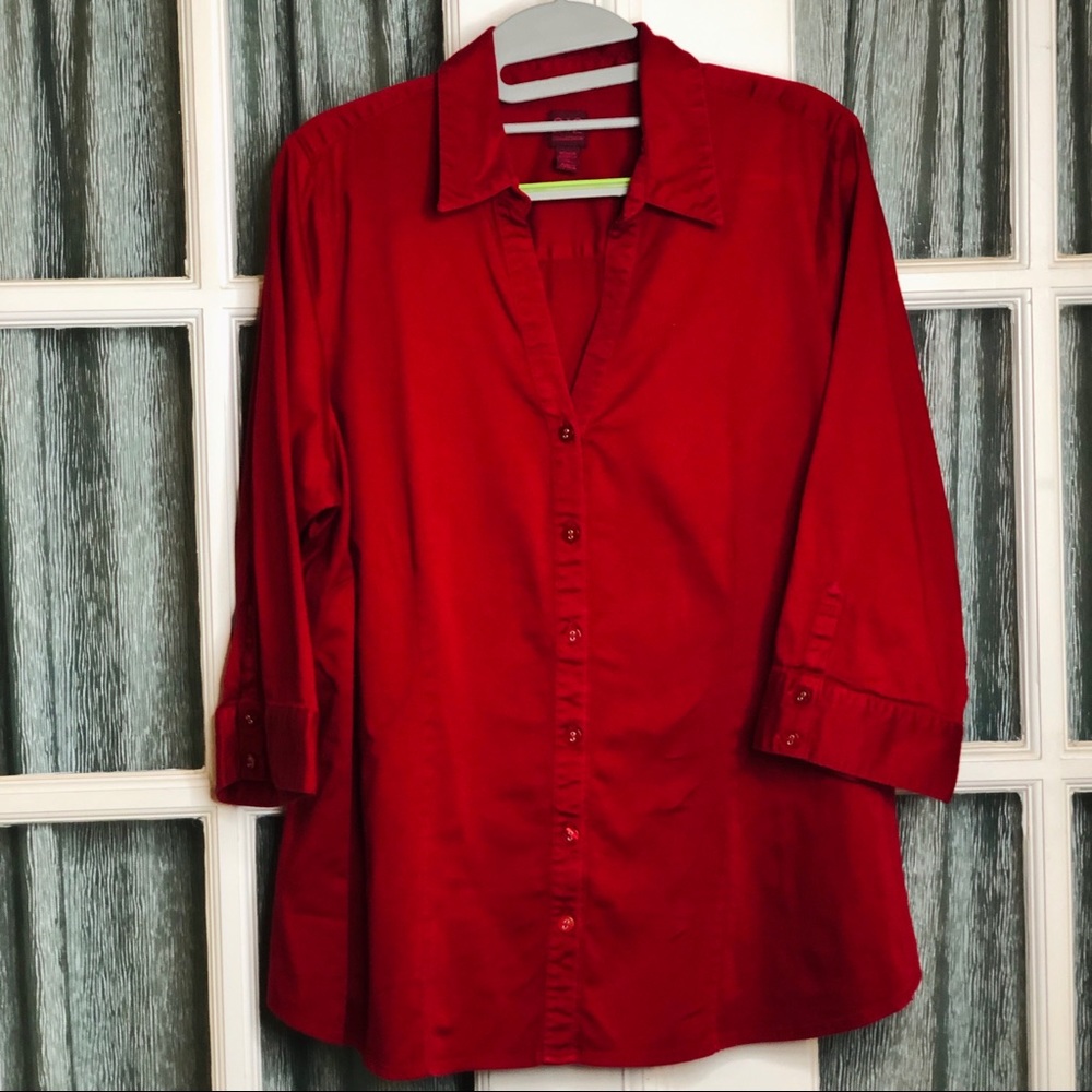 *Bundle 4/$20* 212 Collection 1X Red Button Down Blouse